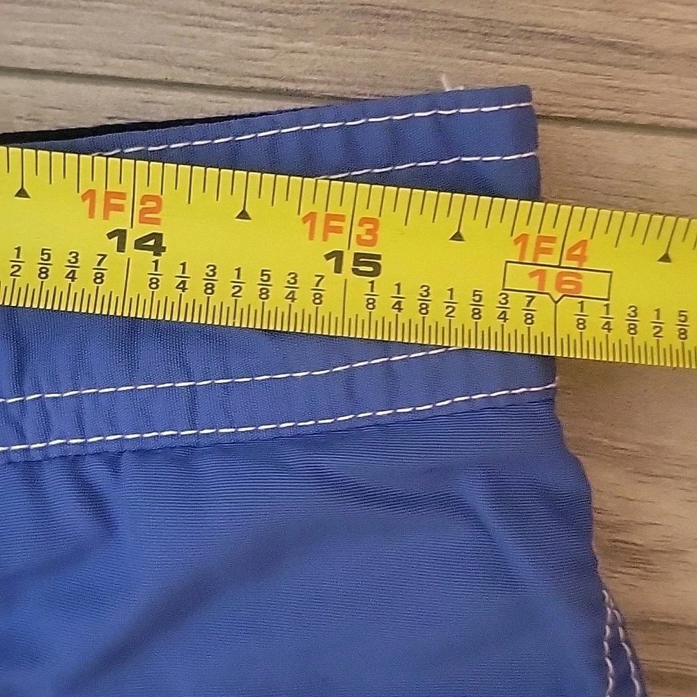 Polo Ralph Lauren‎ Board Swim Shorts Mens Med Blue Lined Blue Pony Elastic Waist
